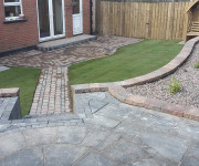 Roe Landscapes Paving & Landscaping Specialists, Dungiven, paving with rockery and shrubs