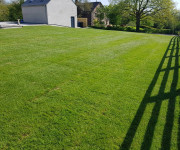 Roe Landscapes Paving & Landscaping Specialists, Dungiven, big garden with fence and garage
