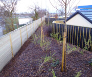 Roe Landscapes Paving & Landscaping Specialists, Dungiven, bark and small trees with fence